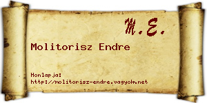 Molitorisz Endre névjegykártya